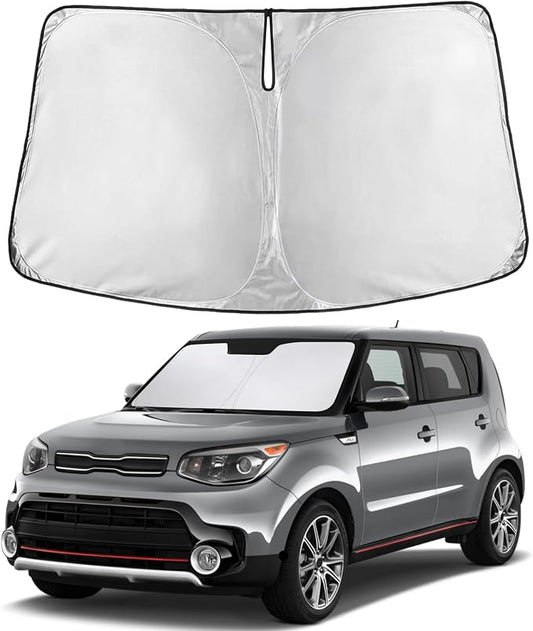 EcoNour Windshield Sunshade Compatible for Kia Soul 2014-2017 2018 2019, Sun Visor for Front Windshield & Window Sun Shade Cover, UV Heat Blocker & Protector, Car Accessories