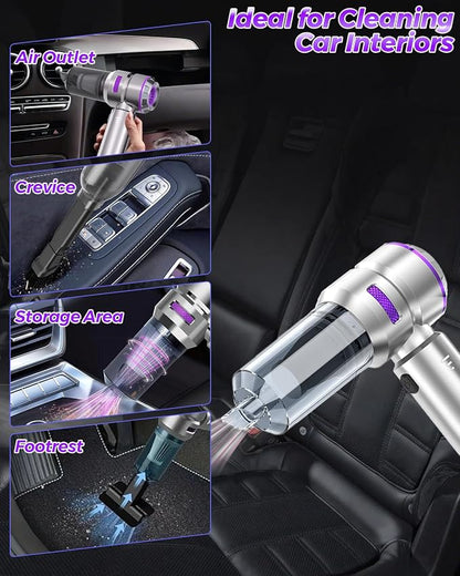 Joyzan Car Vacuum Cleaner, Portable Handheld Cordless Rechargeable Air Duster 16000PA Strong Suction Wet Dry 9 Nozzles HEPA Filter Car Home Office Workers Pet Hair Cleaning Men Gifts Dad Husband