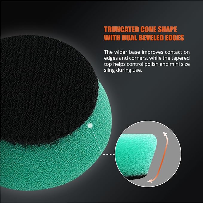 SPTA Green T120 Heavy-Cut Mini Polishing Foam Pad, 5Pcs 1.3inch/32mm Sponge Polishing Buffing Pads, Car Foam Detail Polishing Pad Kit for Car Detail Polishing, Small Area Polishing -FPTSS1G
