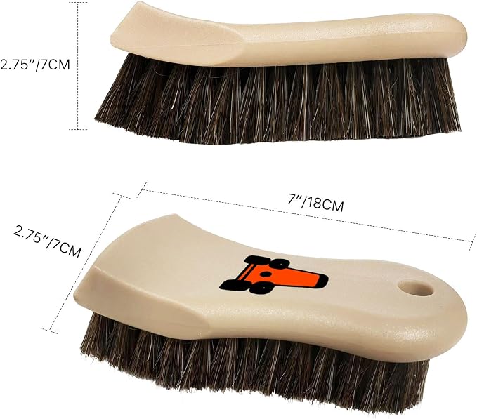YeewayVeh Leather Cleaning Brush, Long Bristle Horse Hair Car Cleaning Brush for Car Interior Leather Seat and Home Furniture