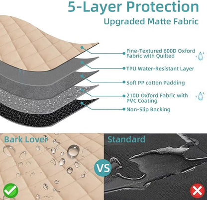 Bark Lover Dog Car Seat Cover for Back Seat,Armrest Compatible, Waterproof Backseat Protector, Nonslip Rear Seat Cover for Dogs & Kids, Universal Size Fits Cars Trucks SUVs (Beige)