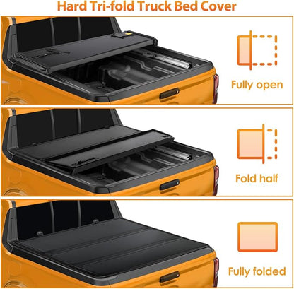 Nilight Truck Bed Tonneau Cover Hard Tri-fold Compatible with Ford F150 2015-2026, All-Weather Low Profile Cargo Protection-5.5ft