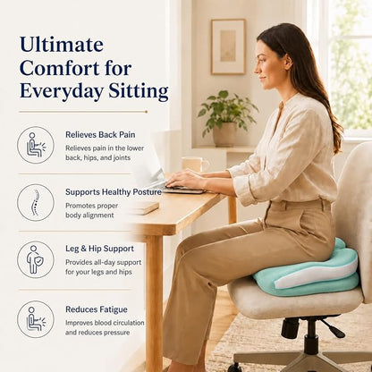 Seat Cushions for Office Chairs Wheelchair Cushion for Long Sitting Back Pain，Memory Foam Seat Car Computer Desk Chair Cushion，Coccyx Cushion for Tailbone Pain Relief Cushion Office Chair Green