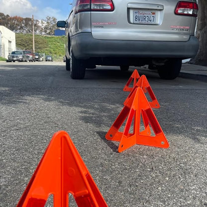 3 Piece 3D Plastic Warning Triangle for Road Safety and Emergency || High Visibility and Economical || Great for Laymen Use