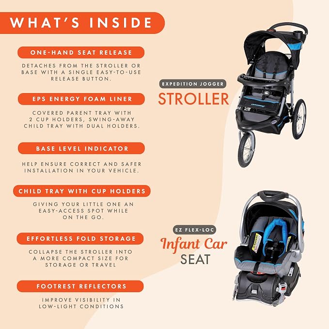 Baby Trend Expedition® Jogger Travel System with EZ Flex-Loc® Infant Car Seat, Millenium Blue
