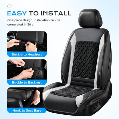 Coverado Upgraded Cooling Car Seat Cover, 12V-24V Ventilated Car Seat Cushion with 8 Fans, Cooled Seat Cover for Car SUV Truck Universal Fit,Dual car Ports + A+C USB Ports Fashion Gray