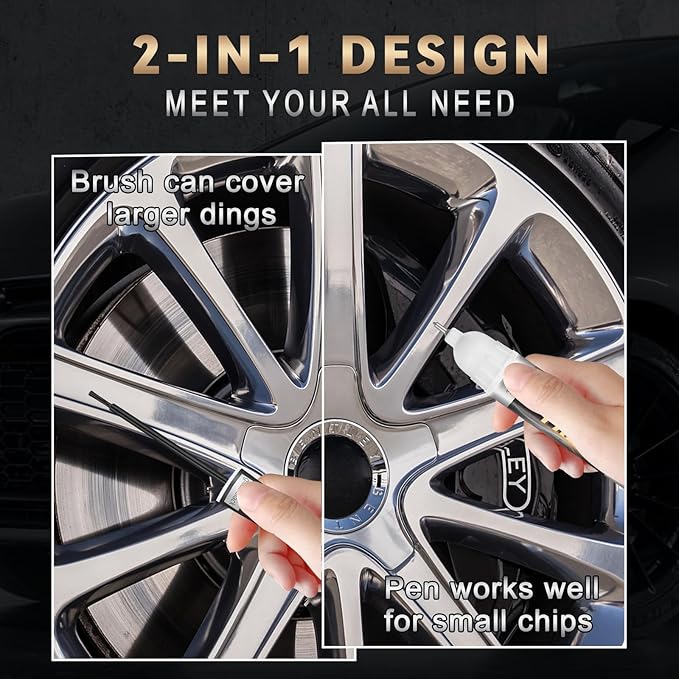 Silver Wheel Paint, Efficient Silver Touch Up Paint for Rim, Quick and Easy Remover Curb Rash, Car Scratch and More, Universal and Color Accurate, Long lasting, Resists Water, Uv Rays