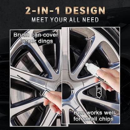 Silver Wheel Paint, Efficient Silver Touch Up Paint for Rim, Quick and Easy Remover Curb Rash, Car Scratch and More, Universal and Color Accurate, Long lasting, Resists Water, Uv Rays
