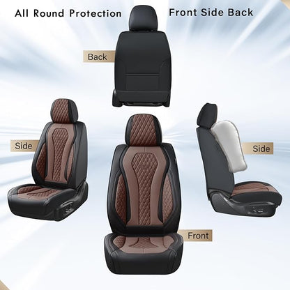 Coverado Car Seat Covers, Seat Covers Front Seats, Coffee Car Seat Cover, Waterproof Car Seat Covers, Car Seat Cushion, Front Leather Seat Protector Fit for Most Cars