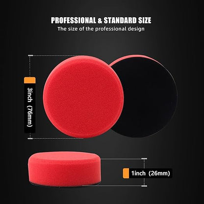 3 Inch Polishing Pad, SPTA 8Pcs Car Wax Applicator Pads with Handle and Towel, Hand Foam Pads & Microfiber Pad Kit, Detailing Buffing Pads for Car Polishing Waxing Buffing Glaze