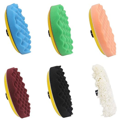 CASOMAN 7-Inch Buffing and Polishing Pad Kit, 7 Pieces 7" Polishing Sponge, Waxing Buffing Pad Kit