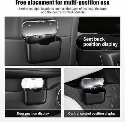 UYYE Car Trash Can, Car Garbage Bin with Lid & Handle - Leak-Proof Mini Trash Can for Car, Truck, SUV - Essential Car Accessories for Organization (Black)