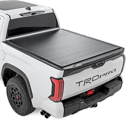 Rough Country Hard Roll-Up Tonneau Cover for Toyota Tundra (2022-2026) - Aluminum Truck Bed Cover, Fits 5'7 Bed