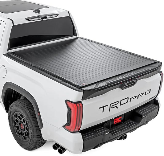 Rough Country Hard Roll-Up Tonneau Cover for Toyota Tundra (2022-2026) - Aluminum Truck Bed Cover, Fits 5'7 Bed