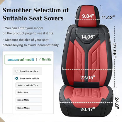 Coverado Seat Covers, Car Seat Covers Front Seats, Leather Seat Covers for Cars, Automotive Seat Covers Car Seat Protector Car Seat Cushion Universal Fit for Most Sedans SUV Pick-up Truck(Burgundy)
