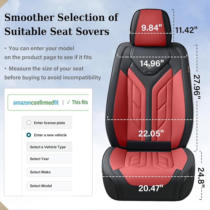 Coverado Car Seat Covers Full Set, Automotive Seat Covers Car Seat Protector Car Seat Cushion, Waterproof Leather Seat Covers for Cars, Universal Fit for Most Sedans SUV Pick-up Truck(Burgundy)