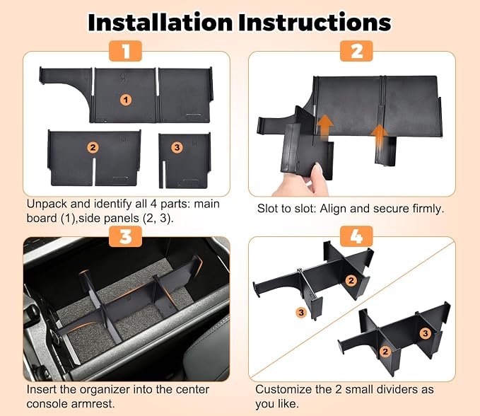 GZSH 3PCS Center Console Organizer for Toyota RAV4 2026+ Accessories (LE/SE/XLE/Woodland/XSE) Center Console Organizer Center Console Pad and Removable Center Console Divider for Toyota RAV4 2026+