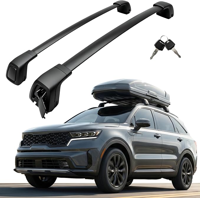 Aluminum Roof Rack Cross Bars Fit for 2021-2026 KIA Sorento & Sorento Hybrid with Flush Side Rails, Aerodynamic Rooftop Cargo Carrier Luggage with Anti-Theft Lock (Non-X-LINE)