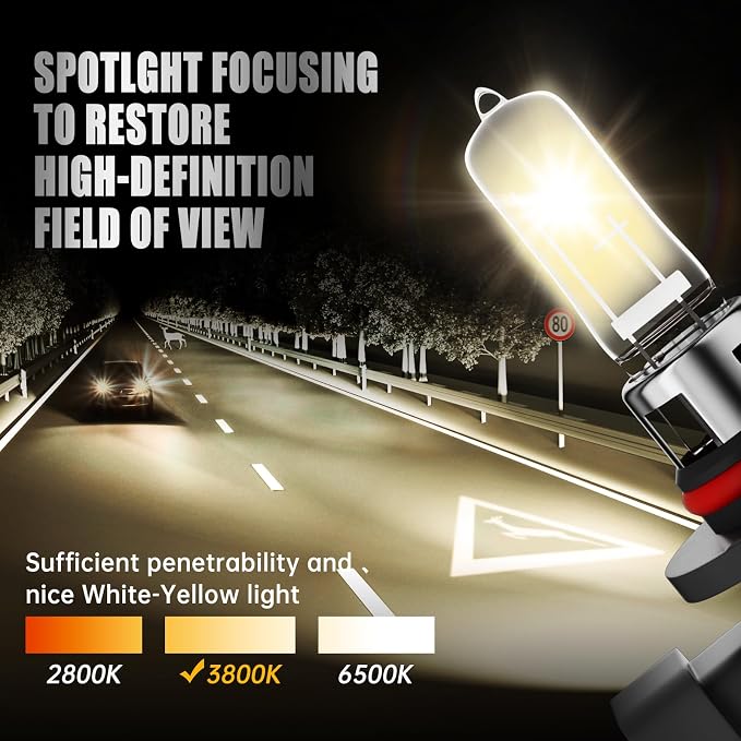9005 HB3 Halogen Headlight Bulb,3800K, 4000 Lumens,12V 55W Standard Halogen Light Bulb,Head Light Bulbs for Car,High Brightness Headlight Bulb,Headlight Bulbs High and Low Beam,Pack of 2