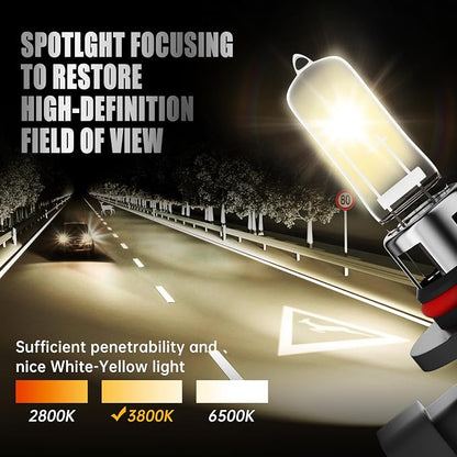 9005 HB3 Halogen Headlight Bulb,3800K, 4000 Lumens,12V 55W Standard Halogen Light Bulb,Head Light Bulbs for Car,High Brightness Headlight Bulb,Headlight Bulbs High and Low Beam,Pack of 2