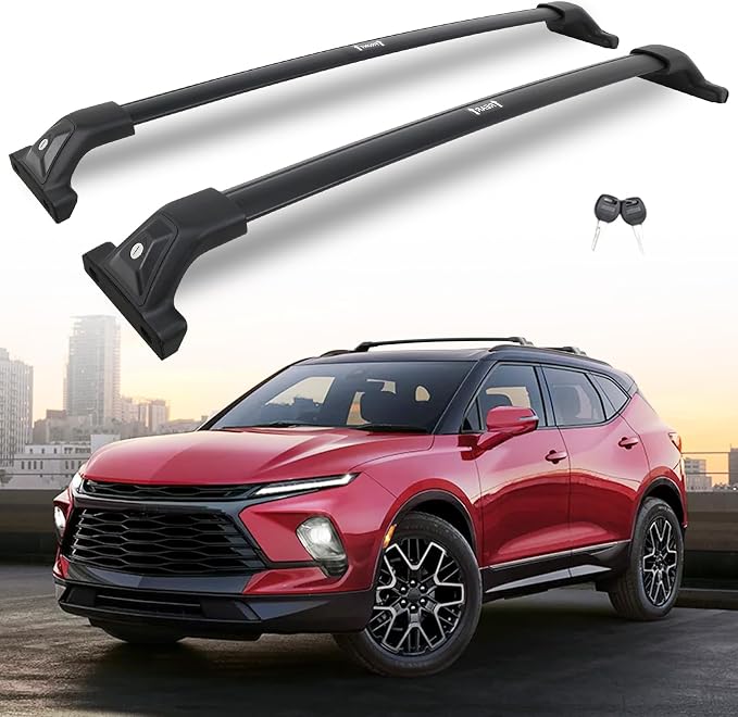 330 lbs Lockable Roof Rack Cross Bars Fit for 2019-2026 Chevy Chevrolet Blazer with Side Rails (Not for EV), Aluminum Crossbars Cargo Carrier for Bike Kayak Skis Rooftop Accessories