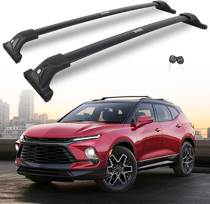 330 lbs Lockable Roof Rack Cross Bars Fit for 2019-2026 Chevy Chevrolet Blazer with Side Rails (Not for EV), Aluminum Crossbars Cargo Carrier for Bike Kayak Skis Rooftop Accessories