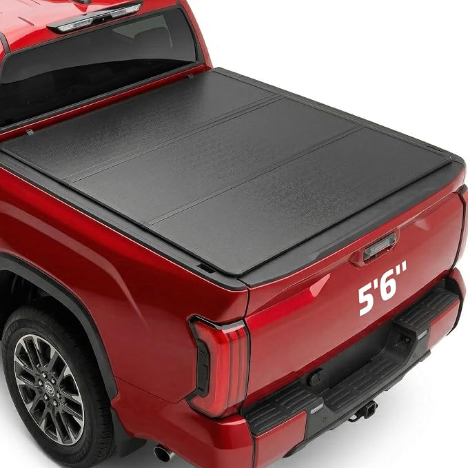 BDFHYK Hard Tri Fold Tonneau Cover Fits Toyota Tundra 2022-2026 5.5 ft/5.6 ft Bed, Waterproof Hard Folding Truck Bed Cover with Anti-Theft Lock, Easy Install Bed Cover for Camping and Work Trucks