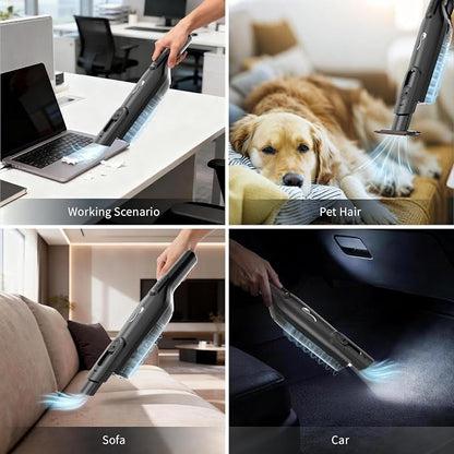 Cordless Handheld Vacuum, Lightweight Portable Hand Vacuum Cleaner with LED Light,Rechargeable Hand Held Vacuum with One-Touch Empty, Powerful Suction for Office, Home,Car, Inky