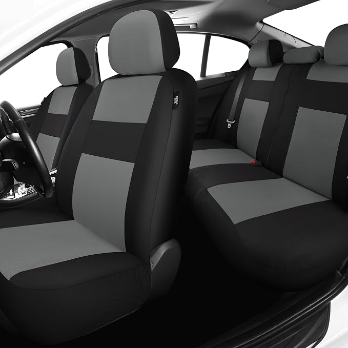 VarCozy Seat Covers for Car Front Pair, Breathable Cloth Front Car Seat Covers, Universal Cloth Seat Covers for SUV Sedan Van, Automotive Interior Covers, Airbag Compatible