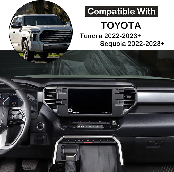 Aunginsy Center Console Air Outlet Trim Cover Compatible with Toyota Tundra/Sequoia 2022-2026, Air Conditioning A/C Vent Panel Large Frame Protective Cover Decorator ABS Accessories, For 8-inch Screen