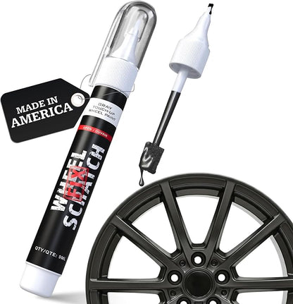 Wheel Scratch Fix® Dark Grey Magic Car Scratch Remover Pen - Alloy Wheel Touch Up Paint Pen for Cars, Curb Rash Removal with Fast-Drying & Long-Lasting OEM Finish, Vehicles Rim Repair Paint for Chip (Satin Dark Gray (Pen Only))