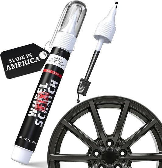 Wheel Scratch Fix® Dark Grey Magic Car Scratch Remover Pen - Alloy Wheel Touch Up Paint Pen for Cars, Curb Rash Removal with Fast-Drying & Long-Lasting OEM Finish, Vehicles Rim Repair Paint for Chip (Satin Dark Gray (Pen Only))