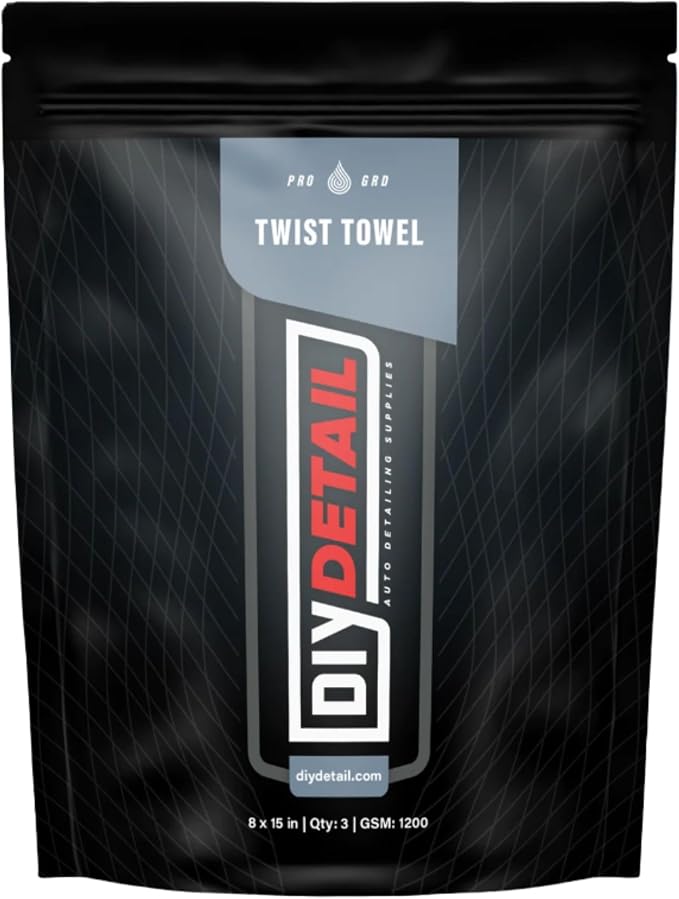 DIY Detail Twist Loop Drying Towel 3-Pack – Ultra-Absorbent 1200 GSM Microfiber Towels for Car Drying, Detailing, and Spot-Free Finishing – Edgeless, Streak-Free, Scratch-Free – 15” x 8”