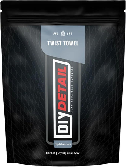 DIY Detail Twist Loop Drying Towel 3-Pack – Ultra-Absorbent 1200 GSM Microfiber Towels for Car Drying, Detailing, and Spot-Free Finishing – Edgeless, Streak-Free, Scratch-Free – 15” x 8”