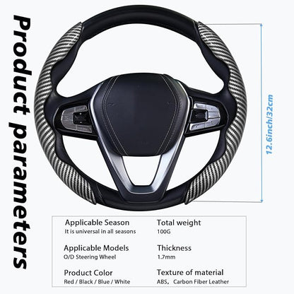WOCOCN 2pcs Car Steering Wheel Cover,Anti-Skid Carbon Fiber Steering Wheel Protector for Men Women,Multiple Color Options,Universal for Most Car Interiors Accessories (Bright Silver)