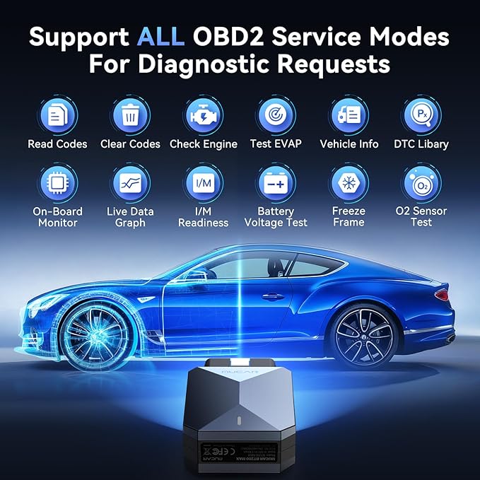 MUCAR BT200 MAX AI OBD2 Bluetooth Scanner, Full System 15 Resets Diagnostic Tools Bi-Directional Control, CAN-FD & FCA Autoauth, AutoVIN, Real-Time Data, ELM327 APP Compatibility, Lifetime Free Update