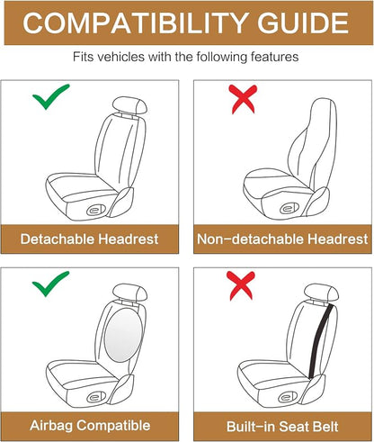 HAIYAOTIMES Leather Car Seat Covers Front Set, Waterproof Faux Leather Seat Covers for Cars, Non-Slip Car Interior Covers Universal Fit for Most Cars Sedans Trucks SUVs, Gray