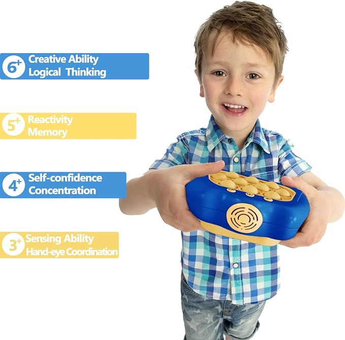 Intoypad Pop The Target! Handheld Speed Push Game Machine: A Fun Multiplayer Game for Family. Sensory Fidget Toy Christmas Toys Gifts for 6 7 8 9 10 11 12 Years Old Kids Road Trip Car Games Kids Blue