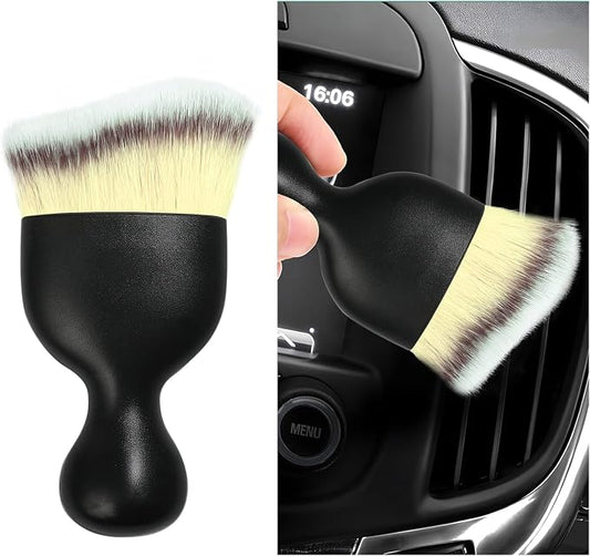 Dickno Car Interior Dust Brush, Soft Scratch Free Auto Detailing Brushes, Universal Vehicle Interior Cleaning Tool for Automotive Dashboard, Air Vents, Leather(Beige)