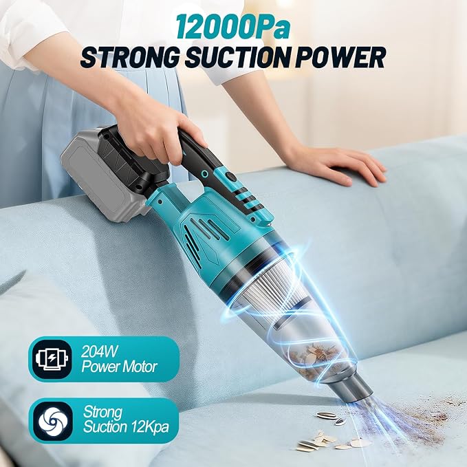 Cordless Vacuum Cleaner Compatible with Makita 18V Battery, Handheld Battery Powered Vacuum Portable Vacuum for Home, Car, Pet Hair, with 4-in-1 Nozzles & 3 HEPA Filter, No Batteries