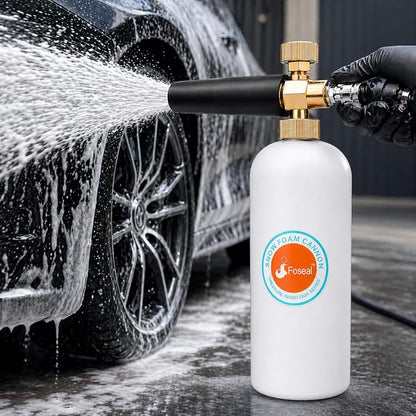Foseal Adjustable Snow Foam Cannon with Heavy Duty Brass Knob, Quick Release Foam Blaster for Pressure Washer Gun, 1L Bottle