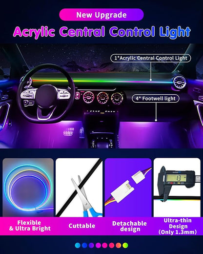 DUOFU365 Car Led Light Interior, RGB Dreamcolor Inside Light Music Sync, Under Dash Footwell Automotive Strip Light, 12V Acrylic Strip Light for Vehicle, Truck,Jeep, SUV with Car Charger(1set)
