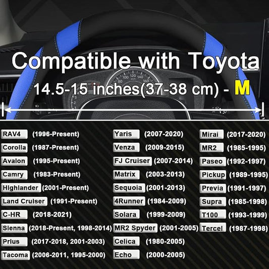 West Llama Customized Auto Car Steering Wheel Cover for Toyota Rav4 Corolla Camry Highlander (Black+Blue)