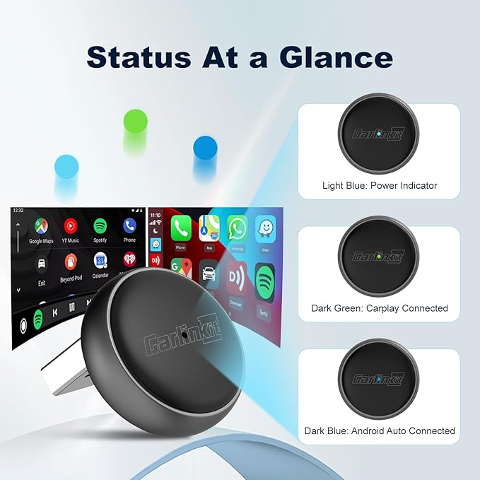 Carlinkit Wireless CarPlay & Android Auto Adapter - Mini Ultra 3 Convert OEM Wired to Wireless Dongle for iPhone & Android 11+, USB-A/Type-C Plug & Play, Fast Connection, Online Upgrade