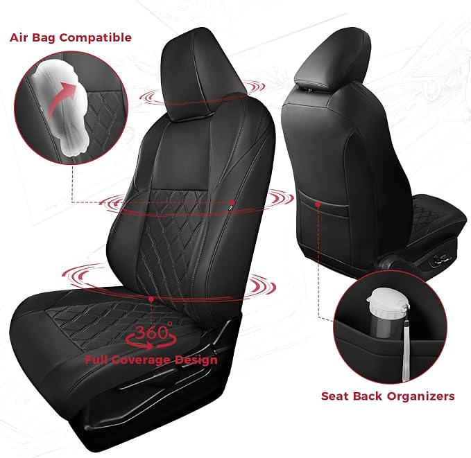 FREESOO for Toyota Corolla Seat Covers 2020-2026 SE/SE Apex Nightshade & 2023-2025 XSE & 2025 FX, Custom Car Seat Covers, Leather Car Seat Cover, Waterproof Seat Covers for Cars, Black Full Set