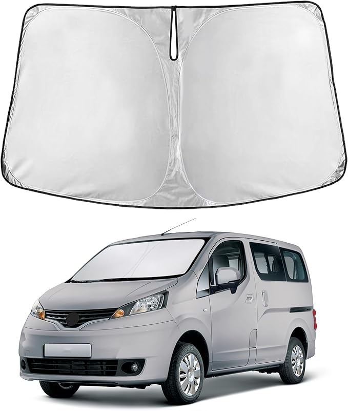EcoNour Windshield Sunshade Compatible for Nissan NV 200 2014-2019 2020 2021, Sun Visor for Front Windshield & Window Sun Shade Cover, UV Heat Blocker & Protector, Car Accessories