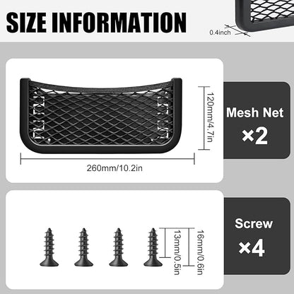 ABS Plastic Frame Automotive Cargo Nets Car Net Pocket Phone Car Mesh Net Holder RV Storage Boat Cargo Pocket Organizer Framed Mesh Net Pocket with Screws for Auto RV Net(2, 10 x 4.7 Inch)