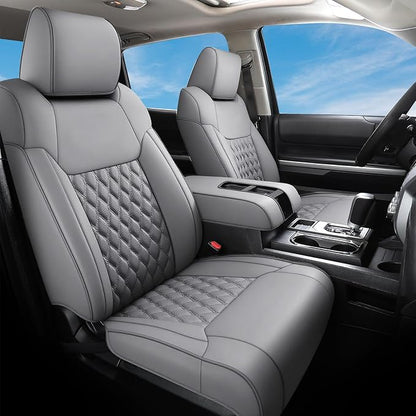 Huidasource Tacoma Front Truck Seat Covers Fit for 4th Gen Toyota Tacoma 2024-2026 All Cab SR, SR5, Limited, TRD Sport/Off-Road, Trailhunter Front Row, Nappa Leather Seat Cover (Front Pair/Gray)