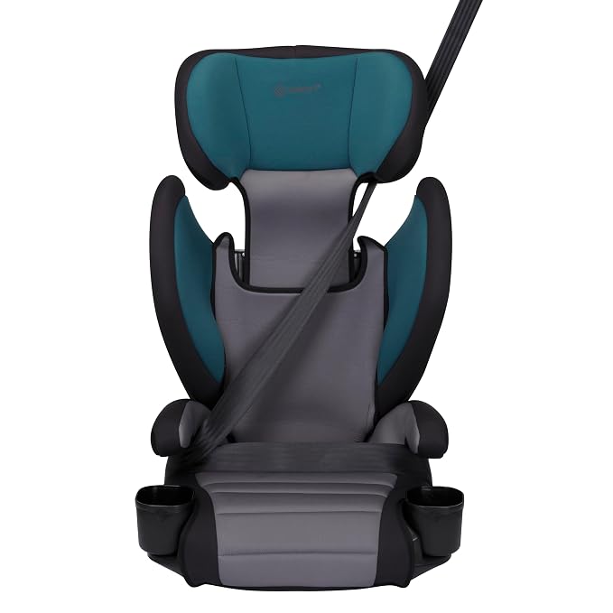 Safety 1st Grow and Go 2-in-1 Booster Car Seat with ComfortWings, Converts High-Back to Backless, 19" Wide, Slim Design, Lightweight, Foldable, Easy-Clean, Cup Holders, 40-100 lbs, Sea Serpent