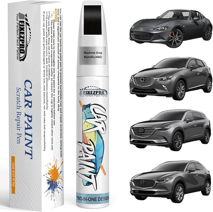 46G Machine Gray Metallic Touch Up Paint for Mazda, Exact Color Match Car Paint Scratch Repair Remover Pen Kit Quick & Easy Fix Vehicle Chips and Automotive Nicks Scuff